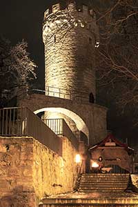 Pulverturm am mittelalterlichem Weihnachtsmarkt in Jena