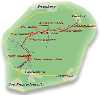 Die Wanderroute Eisenberger Mühltal